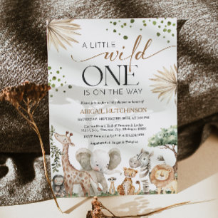 Safari Djur Könsneutrala Baby Shower Inbjudningar