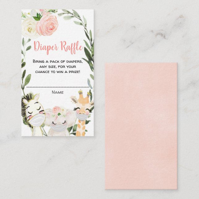 Safari-djur med maskblöjande raffelkort tilläggskort (Fram/baksida)