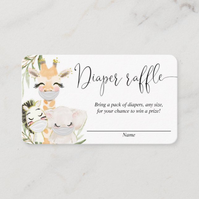 Safari-djur med maskblöjande raffelkort tilläggskort (Framsida)