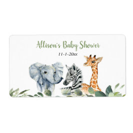 Safari-djur mini-vattenflaska eller champagne fraktsedel