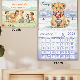 Safari Djur Personlig Barnkalender 2026 Kalender