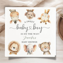 Safari Djur Pojke Baby Shower Tropisk Djungel