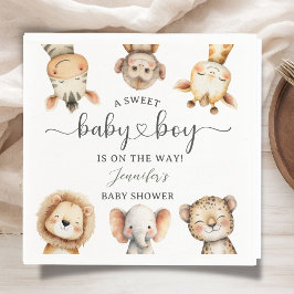 Safari Djur Pojke Baby Shower Tropisk Djungel Pappersservett