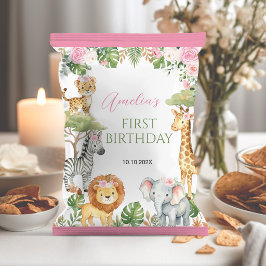 Safari Djur Rosa Blommig Festa Chipspåse Omslag Reklamblad