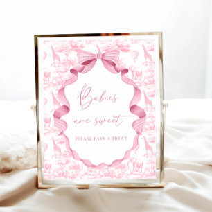 Safari Djur Rosa Toile de Jouy Babies är söta Poster