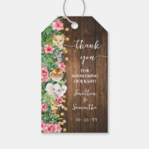 Safari Djur Rustic Rosa Baby Shower Favor Tag