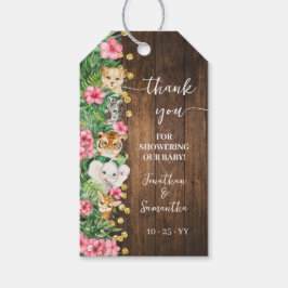 Safari Djur Rustic Rosa Baby Shower Favor Tag Presentetikett