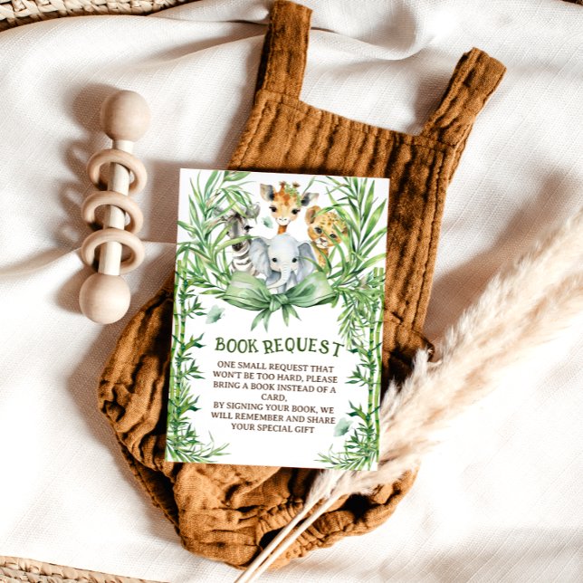Safari Djur Söt Båge Baby Shower böcker för bebis Tilläggskort (Skapare uppladdad)