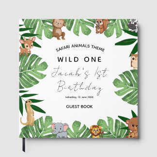 Safari Djur Tema viral Wild One Födelsedag Gästböcker