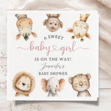 Safari Djur Tjej Baby Shower Tropisk Djungel