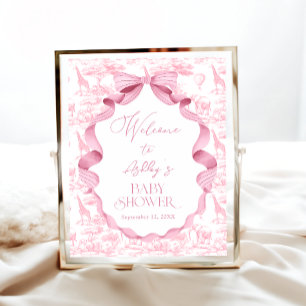 Safari Djur Toile de Jouy Baby Shower Välkomstskyl Poster