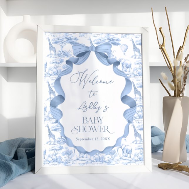 Safari Djur Toile de Jouy Babyfirande Välkomstskyl Poster (Skapare uppladdad)