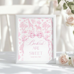 Safari-djur Toile de Jouy Rosa Babies är söta Poster