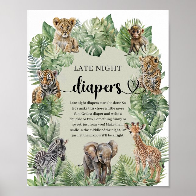 Safari-djur Tropical Late Night Diaper-spel Poster (Framsidan)