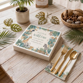 Safari-djur | Tropisk djungel baby shower Pappersservett