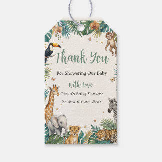 Safari-djur | Tropisk djungel baby shower Presentetikett