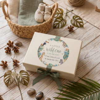 Safari-djur | Tropiska djur Baby Shower Runt Klistermärke