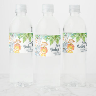 Safari-djur, vattenflaska för babydusch. vattenflaskor etikett