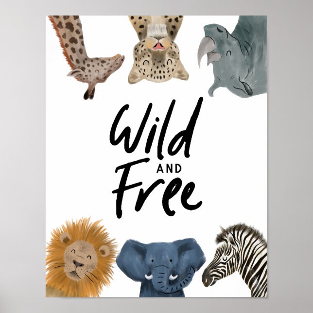 Safari Djur Vilda Och Fria Barnkammare Poster (Framsidan)