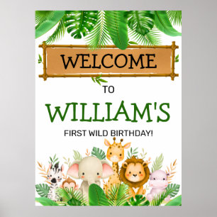 Safari Djur Wild One Födelsedag  Poster