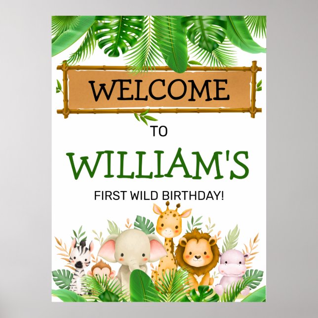 Safari Djur Wild One Födelsedag  Poster (Framsidan)