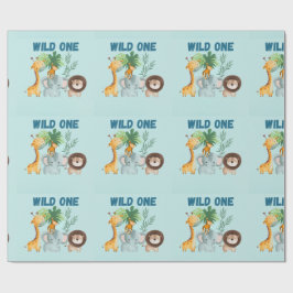 Safari Djur Wild One födelsedag Presentpapper