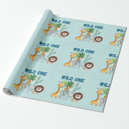 Safari Djur Wild One födelsedag Presentpapper