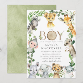 Safari-djurs baby shower-inbjudan inbjudningar