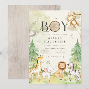 Safari-djurs baby shower-inbjudan inbjudningar