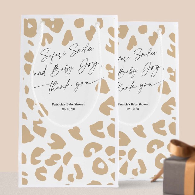 Safari-djurskrift Modern Baby Shower Goodie-påse (Animal Print, Gender Neutral Baby Shower Favor Goodie Bag.)