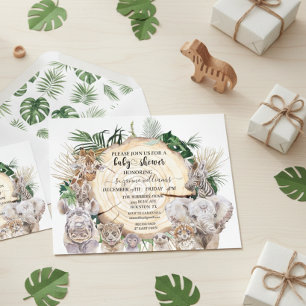 Safari Djurungar Akvarell Djungel Baby Shower