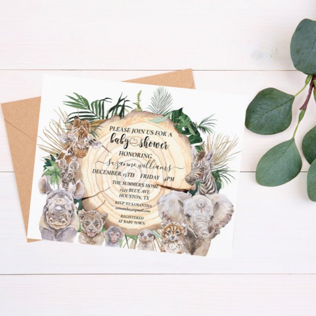 Safari Djurungar Akvarell Djungel Baby Shower (Skapare uppladdad)