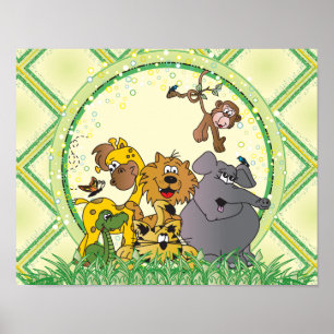 Safari Djurungar Baby Djur Poster