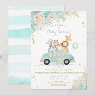 Safari Drive by Baby Shower-Blommigten för inbjudn Inbjudningar