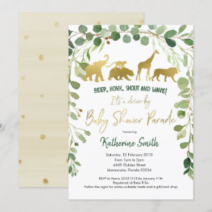 Safari Drive by Baby Shower Parad-inbjudan Inbjudningar