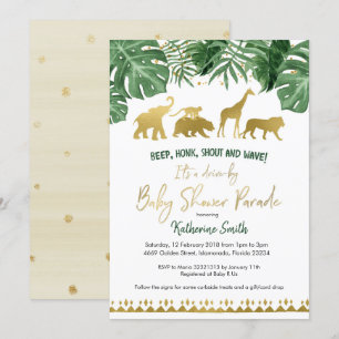 Safari Drive by Baby Shower Parad-inbjudan Inbjudningar