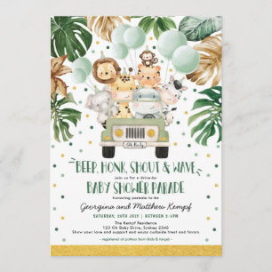 Safari Drive by Baby Shower Parad Quarantine Inbjudningar