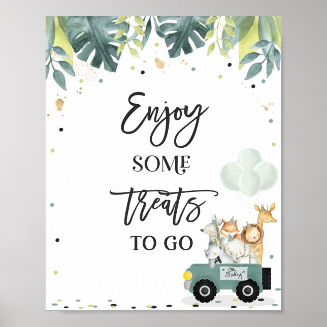 Safari Drive by Baby Shower Treat Favor Sign Poster (Framsidan)