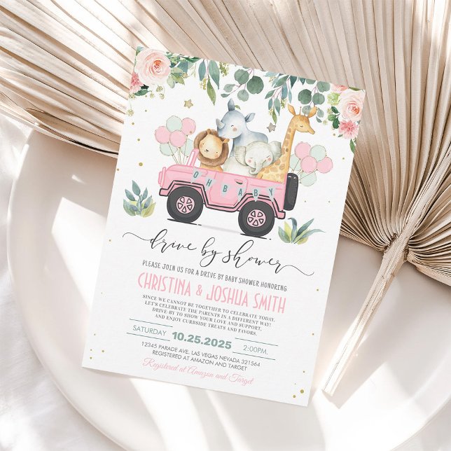 Safari Drive Through Flick Babyshower Inbjudan (Skapare uppladdad)