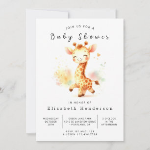 Safari Editable Giraffe Baby Shower Inbjudningar
