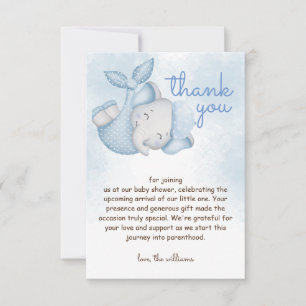 Safari elefant baby pojke shower tack kort