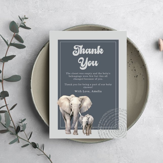 Safari Elefant Baby Shower Tacksamhetskort Tack Kort (Skapare uppladdad)