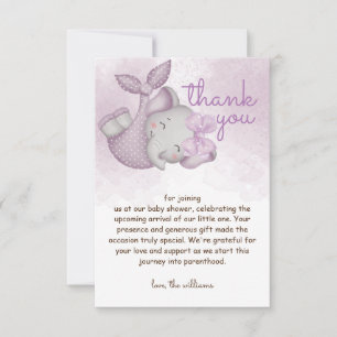 Safari elefant babyflicka shower tack kort