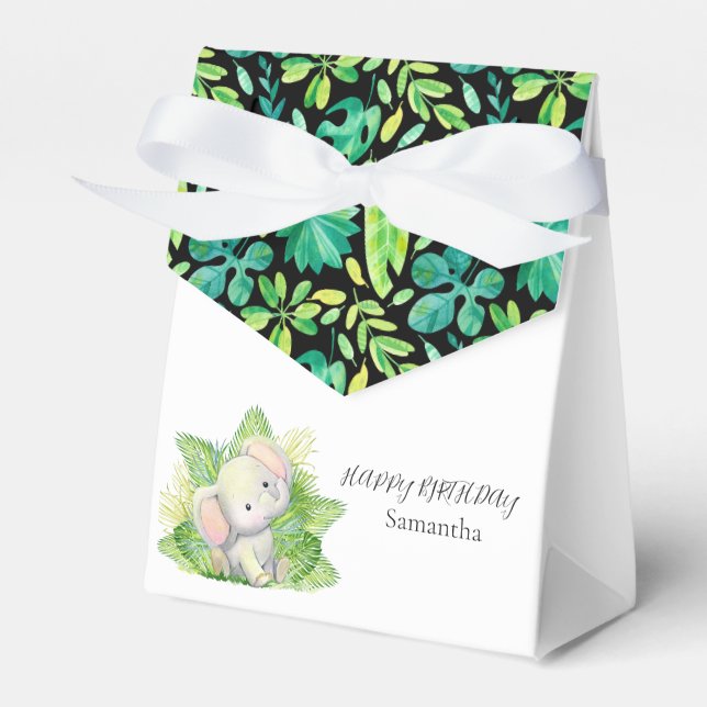 Safari elefant Grattis på födelsedagen Favoritbox Presentaskar (Framsidan Sidan)
