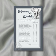 Safari Elefantant mamma eller pappa baby shower-sp