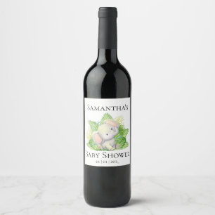 Safari Elephant Baby dusch Vin Label Vinflaska Etikett