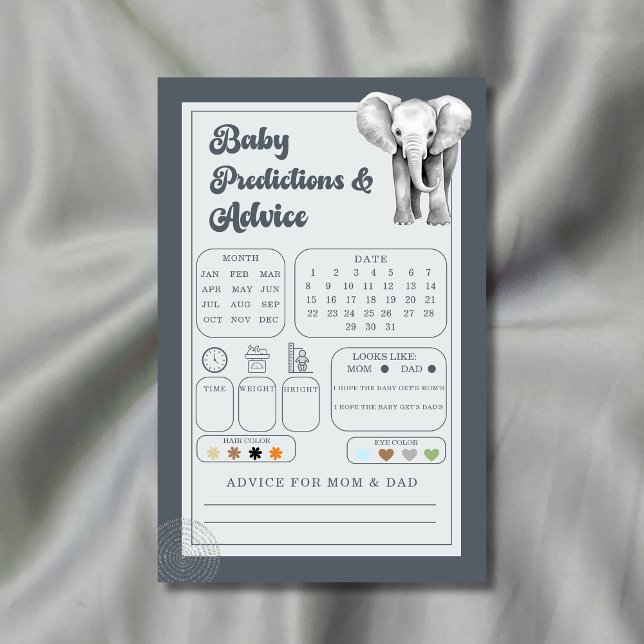 Safari Elephant Baby Predictions and Advice Card (Skapare uppladdad)