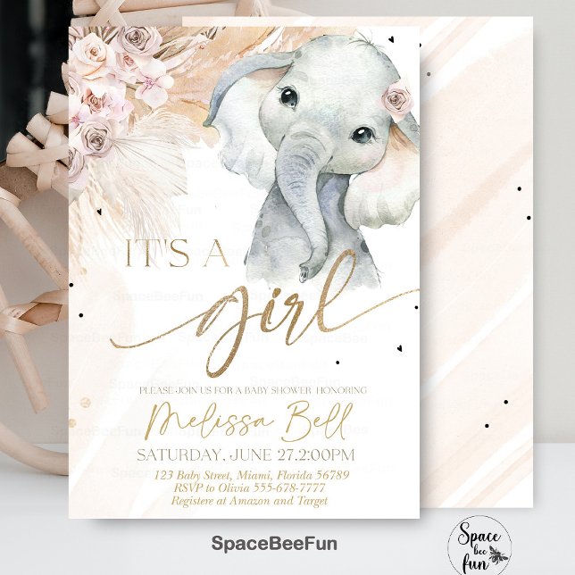 Safari Elephant Baby Shower Boho Safari Inbjudningar (Safari invites,Elephant invite,boho Baby Shower,Invitation,Boho Safari,Elephant Invites,A little pea)