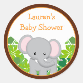 Safari Elephant Baby Shower Favor Stickers Runt Klistermärke