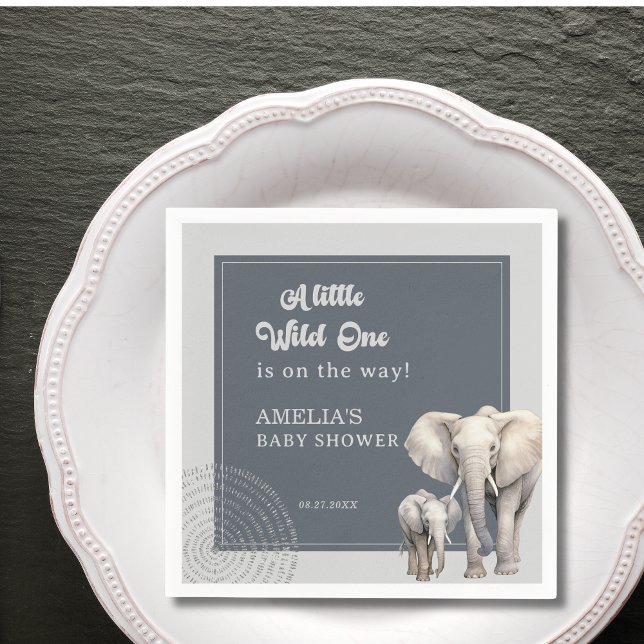 Safari Elephant Baby Shower Party Napkins Pappersservett (Skapare uppladdad)